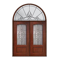 Prehung Transom Double Door 80 Fiberglass Courtlandt Arch Lite - Front Doors