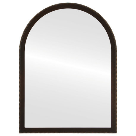 Vienne Framed Vanity Mirror, Crescent Cathedral, 24.4"x32.4", Rubbed Bronze