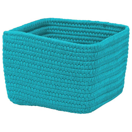 Braided Craft Basket, Aqua Blue 10"x10"x6"