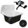 Cast Iron Wall-Mount Utility Sink Set With Drain and Faucet, Matte Black Accessories