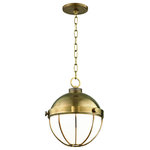 Hudson Valley Lighting - Sumner 12" Pendant, Aged Brass Finish, Opaque White Glass - The hanging globe--half opaque white glass diffuser, half metallic shell--is a perennial favorite. In our Sumner family, thumbscrews with lathe-cut knurling add to its industrial evocations.