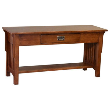 Crafters and Weavers Arts and Crafts 1 Drawer Wood Console Table in Cherry