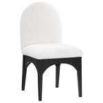 Meridian Furniture - Waldorf Chenille Upholstered Dining Chair, Black, Chenille, Natural Finish, Cream, Side Chair, Boucle Fabric, Black Finish - The Waldorf Boucle Fabric Dining Side Chair exudes elegance and comfort. Crafted with solid ash wood, this dining chair boasts a sturdy and durable construction. The black finished legs provide a sleek and welcoming touch to the overall design. The plush cream boucle fabric on the seat and backrest of the chair offers a soft and cozy seating experience, making it an ideal choice for long dinner conversations with family and friends.