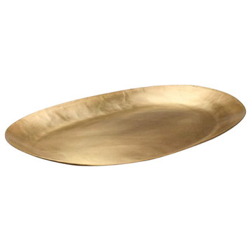 Serene Spaces Living Antique Oval Raw Brass Tray, 17" Long, 11.5" Wide, 1" Tall