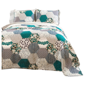 Briley Quilt Turquoise 3Pc Set King