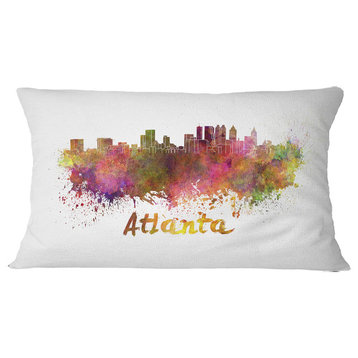 Atlanta Skyline Cityscape Throw Pillow, 12"x20"