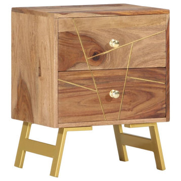 Vidaxl Bedside Cabinet 15.7"x11.8"x19.7" Solid Sheesham Wood