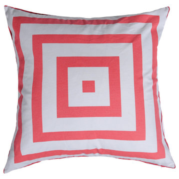 Dann Foley Cotton Canvas Cushion Red and White Upholstery