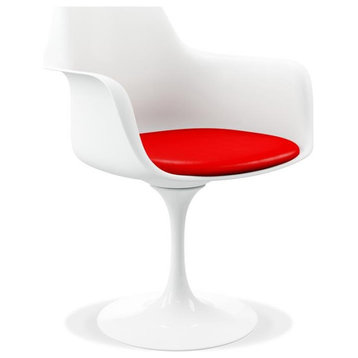 Aron Living Rose 18" Mid-Century Plastic and Metal Armchair in Red