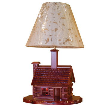Red Cedar Log Cabin Lamp