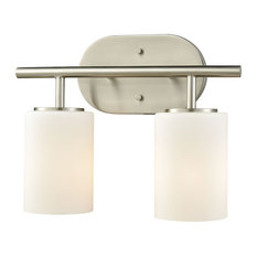 Art Deco 2 Light Vanity Light in Satin Nickel Finish