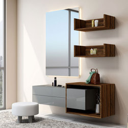 Dressing Table with Custom Storage in Dust Grey Olive Dark by Inspired Elements - Dressing Tables