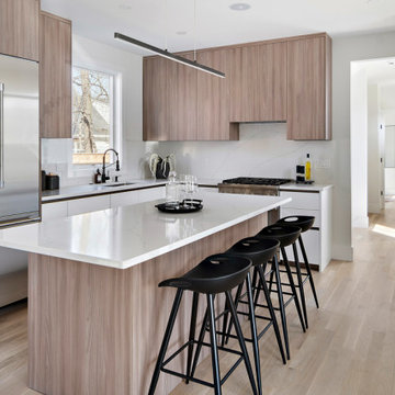 Two-Tone Functional Modern Kitchen in Newton, MA