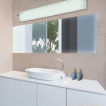 Suspended Glass Slim LED Vanity in Bathroom