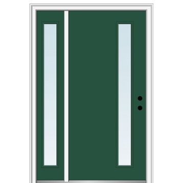 53"x81.75" 1-Lite Clear Left-Hand Inswing Fiberglass Door With Sidelite