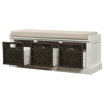 Storage Bench Basket , Entryway Bench Storage Bench with Removable Cushion