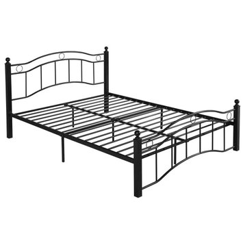 Hallie Contemporary Iron King Bed Frame, Flat Black