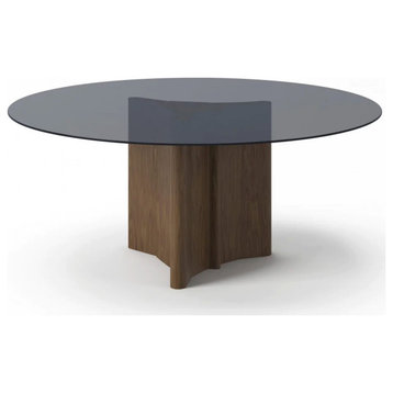 Gemma Modern Walnut and Glass 71" Round Dining Table