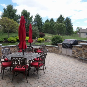 Natural Stone Masonry Seat Walls and Grill Island