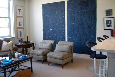 Trendy living room photo in Boston