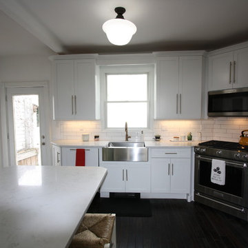 Jersey City NJ Transitional White Kitchen Dark Hardwood Floors