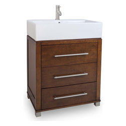 28 inch Chocolate Finish Vessel Sink Bathroom Vanity - Bathroom Vanities And Sink Consoles