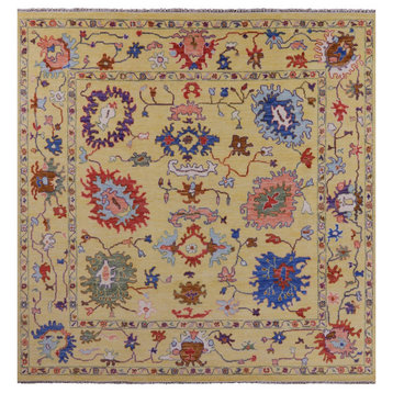 10' Square Hand-Knotted Turkish Oushak Wool Rug - Q13556