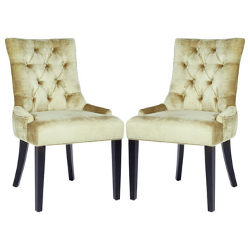 Safavieh Abby Tufted Side Chairs, Set of 2, Antique Sage, Espresso