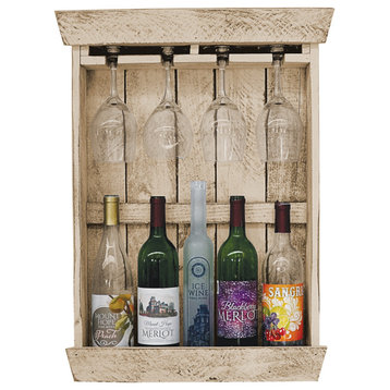 Farmhouse 5-Bottle Wine Shadow Box, Country Tan