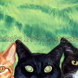 Custom Pet Portraits, three cats, oil on canvas - Products