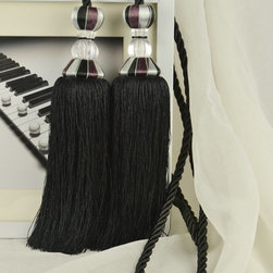7 Colors QYM52 Polyester and Acrylic Curtain Tassel Tie Backs in Black Color - Products