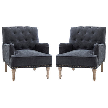 Traditional Armchair, Set of 2, Black