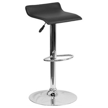 Bowery Hill 31.25'' Contemporary Vinyl Upholstered Backless Bar Stool in Black