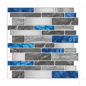 12"x12" Peel and Stick Backsplash Kitchen Wall Tiles in Marble, A17hz011