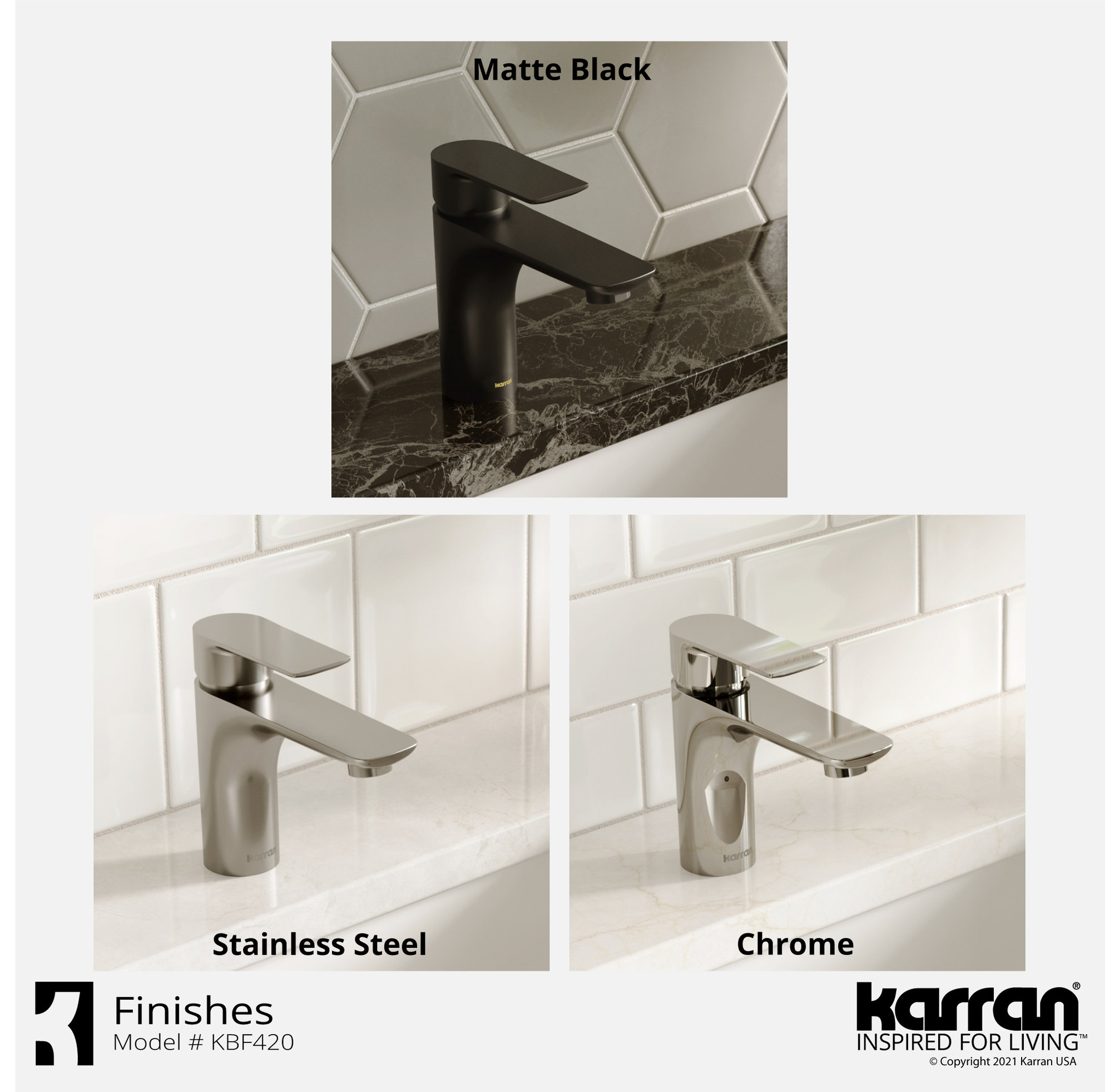 Karran KBF420 1-Hole 1-Handle Basin Faucet With Pop-up Drain, Matte Black