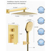 Shower Faucet Set,10" Rain Shower Head With 3-Spray Patterns Handheld Combo Set, Brushed Gold
