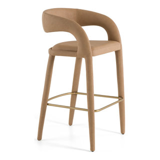 Modrest Faerron Modern Tan Leatherette Bar Chair - Midcentury - Bar ...