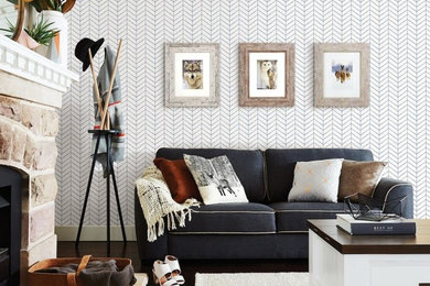 Trendy living room photo in Seattle