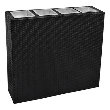 vidaXL Garden Rectangle Rattan Planters Set, Black