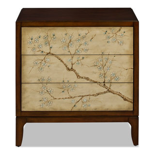 Hand Painted Cherry Blossom Motif Oriental Chest of Three Drawers ...