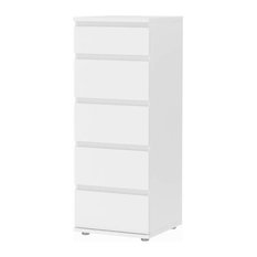 Aurora 5-Drawer Narrow Chest, White