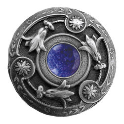 Inviting Home Inc. - Jeweled Lily Knob, Antique-Style Pewter With Blue Sodalite - Cabinet And Drawer Knobs