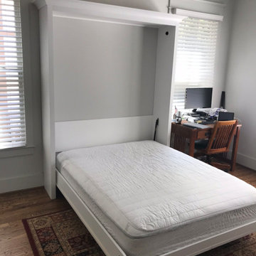 Custom Built Vertical Queen Murphy Bed Cabinet  with Crown Molding - White Finis