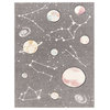 Kids Rug With Planets and Stars, Gray, 4'7"x6'7"