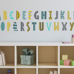 Sunny Decals - Modern Alphabet Fabric Wall Decals in Orange, Grey, Turquoise, Black - These beautiful modern looking alphabet wall decals are made from a high quality fabric material that is reusable and repositionable. These alphabet wall decals are adorned with beautiful patterns and are available in four different color options:
