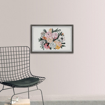"Watercolor Flower Bouquet" Framed Painting Print