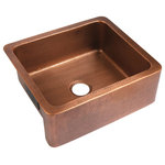 Sinkology - Lange 25" Apron-Front Single Bowl Copper Kitchen Sink - The Lange 25" single-bowl solid copper farmhouse kitchen sink is charming, effortless, and beautifully handcrafted. The Lange is made from pure 16-gauge solid copper material and completed with a rich antique copper finish that is simple to clean with soap and water.
