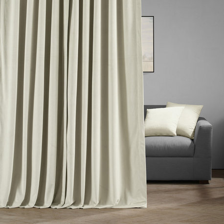 Signature Warm Off White Doublewide Blackout Velvet Curtain Single Panel, 100x96