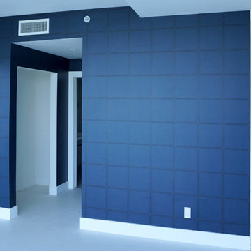 Navy blue wallpaper installation