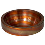 AmbienteHomeDecor - 17" Round Semi-Vessel Apron Hammered Copper Bathroom Sink, 18 Gauge - Our beautiful 17x7" Round Apron Hammered Copper Bathroom Sink makes the perfect addition to your bathroom decor! This sink is beautifully handcrafted by Mexican artisans from 18 gauge certified pure copper (99% copper, 1% zinc, lead free). It features a 1" flat lip, 3" high apron and a 1.5" drain opening (drain not included). It installs easily, either by drop-in or semi-vessel. Additionally, copper is naturally more antibacterial and antimicrobial than other metals. We are confident this sink will add tremendous style and value to your home decor!